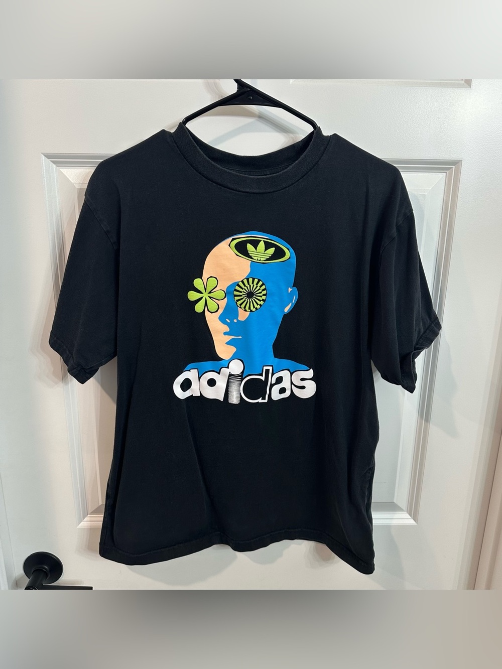Vintage Adidas Black T Shirt Size M Y2K